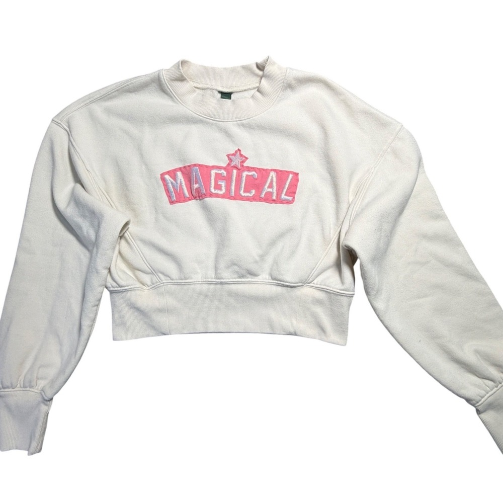 Womens Cropped Sweatshirt Off-White Magical Pink Size M 1/0FF Hand Stitched